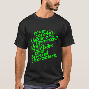 Camiseta Requisitos de contraseña
