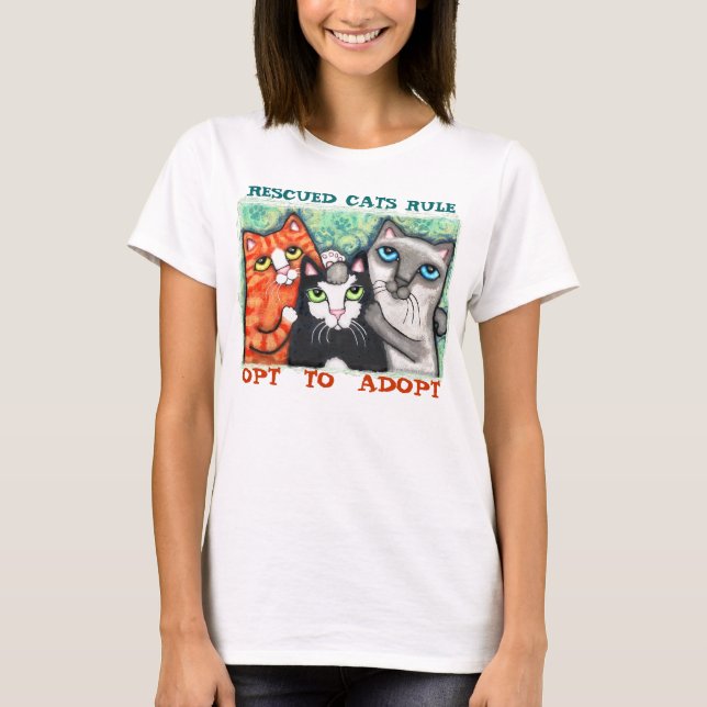 Camiseta rescatado/del refugio del gato (Anverso)