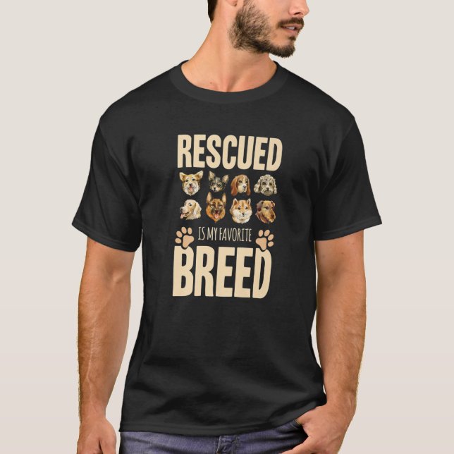 Camiseta Rescatado es mi Mascotas de raza favorita Perros c (Anverso)