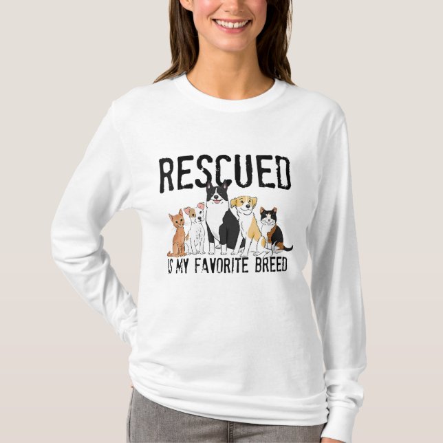 Camiseta Rescatado es mi raza favorita Adopta No Comprar Pe (Anverso)