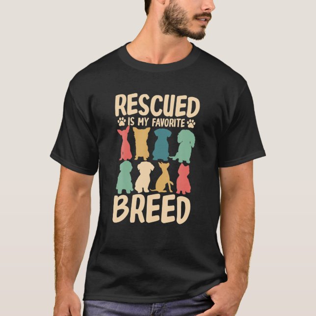 Camiseta Rescatado Es Mi Raza Favorita Divertida Perro Perr (Anverso)