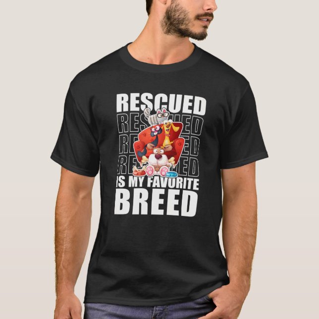 Camiseta Rescatado es mi raza favorita Perros de raza anima (Anverso)