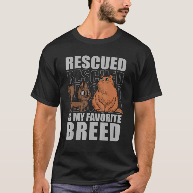 Camiseta Rescatado es mi refugio animal favorito para gatos (Anverso)