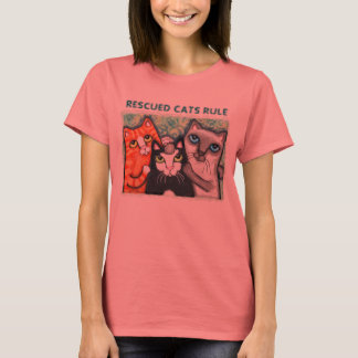 Camiseta Rescatado/refugio de gato