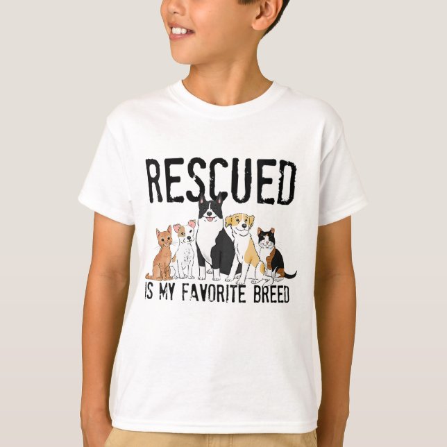 Camiseta Rescatar es mi raza favorita, adoptar no comprar,  (Anverso)