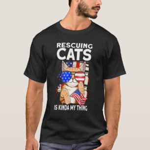 Camiseta Rescatar Gatos Es Como Mi Cosa Bandera De Usa Resc
