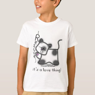 Camiseta RESCATE A gato blanco y negro...¡es cosa de amor!