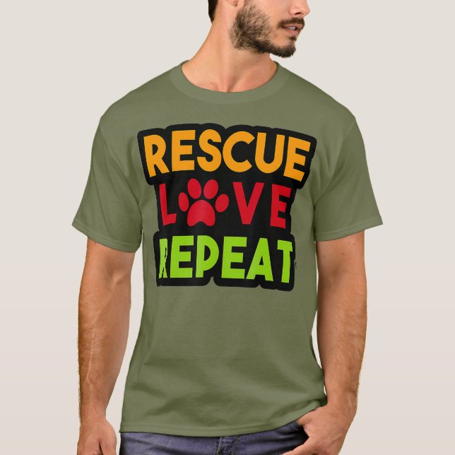 Camiseta Rescate Amor Repetir Perro para los amantes de los (Anverso)