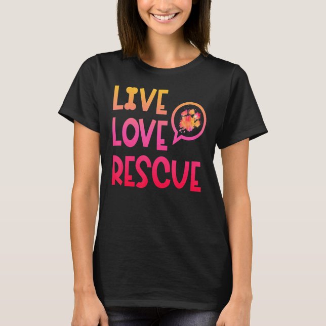 Camiseta Rescate de amor vivo acuarela Perro Paw Refugio an (Anverso)