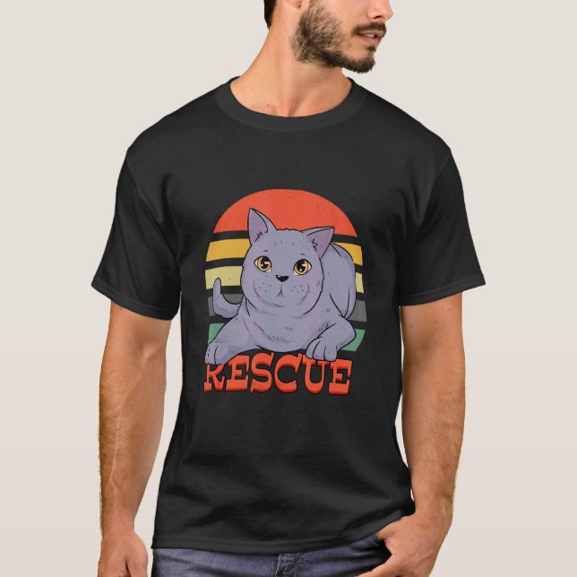 Camiseta Rescate de gatos cortos salven a proteger animales (Anverso)