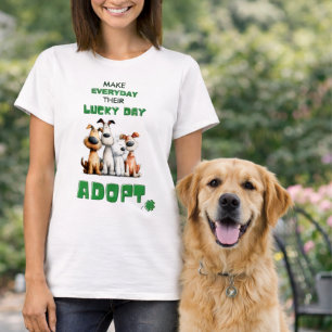 Camiseta Rescate de Perros Adoptar Día de Suerte Todos los 