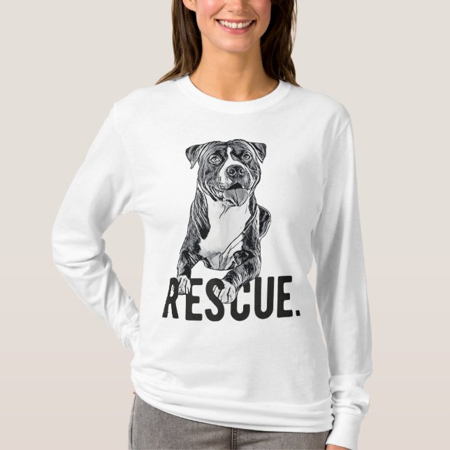 Camiseta Rescate de Pitbull dibujando a mamá y adopta no co (Anverso)