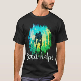Camiseta Rescate de Robot: Mech Rojo y Azul en Peligro