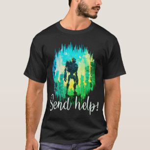 Camiseta Rescate de Robot: Mech Rojo y Azul en Peligro