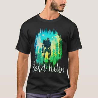 Camiseta Rescate de Robot: Mech Rojo y Azul en Peligro