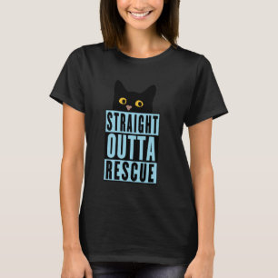 Camiseta Rescate directo de gato negro hombres mujeres adol