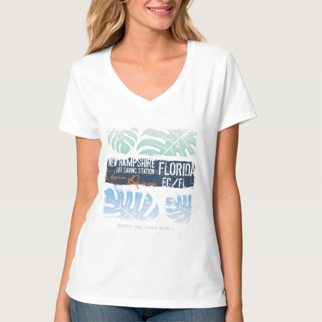 Camiseta Rescate oceánico - Salvavidas de Florida y Hampshi (Anverso)