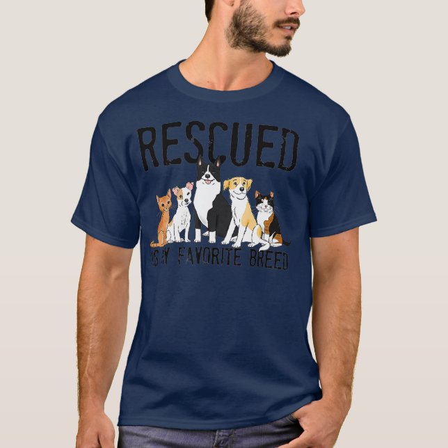 Camiseta Rescate perro de rescate de gato perro de rescate  (Anverso)