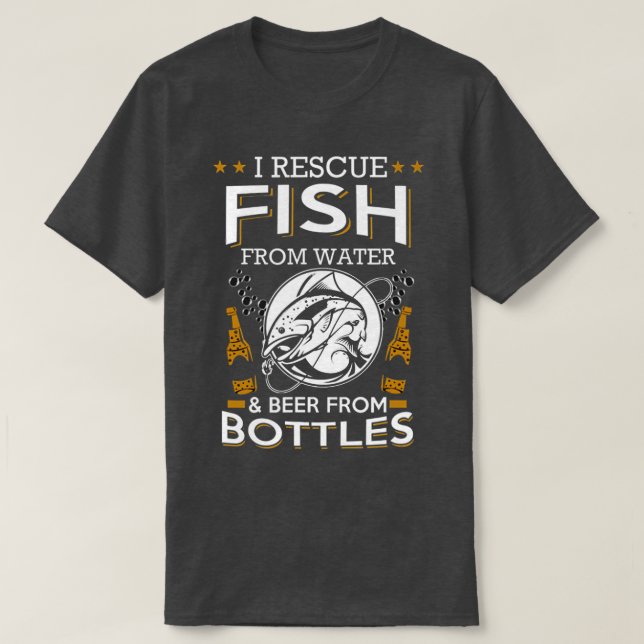Camiseta Rescate Pescado De La Cerveza De Agua De Las Botel (Diseño del anverso)