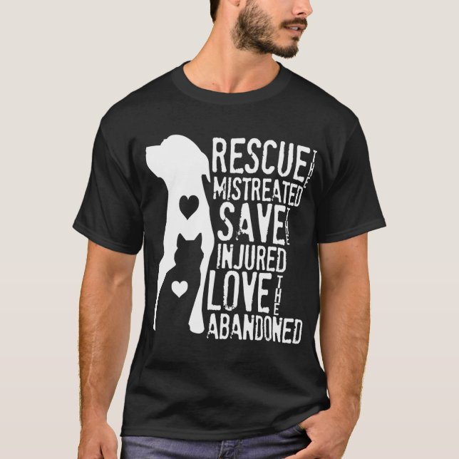 Camiseta Rescate, salva, ama el rescate de los animales, pe (Anverso)