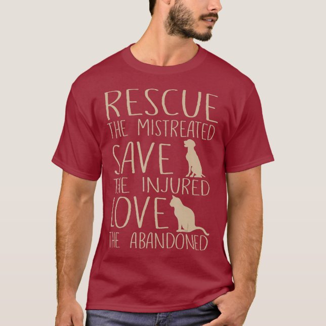 Camiseta Rescate Salvar Amor - Gato de perro de rescate ani (Anverso)