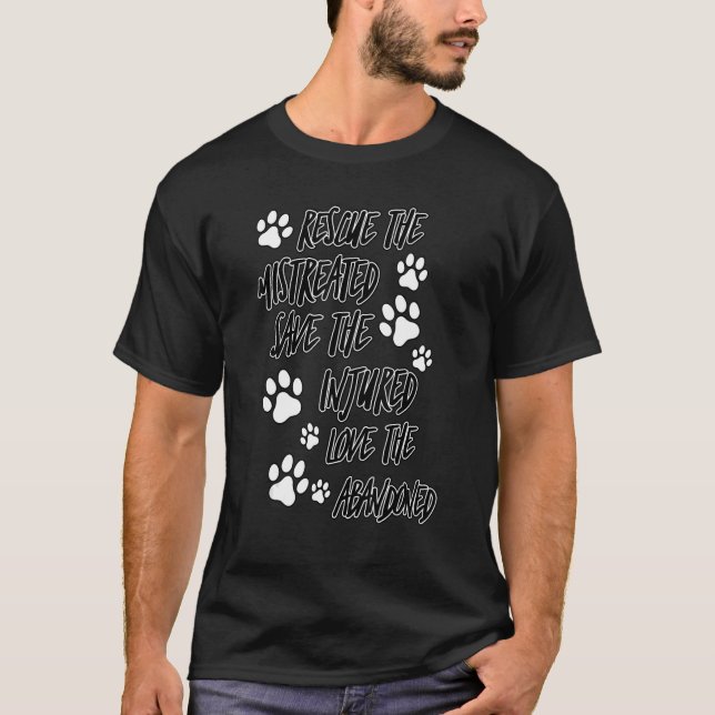 Camiseta Rescate salve amor lindo animal rescate perro gato (Anverso)
