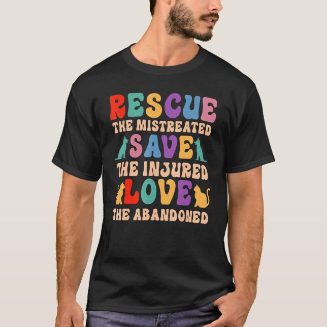 Camiseta Rescate salve amor lindo animal rescate perro gato (Anverso)
