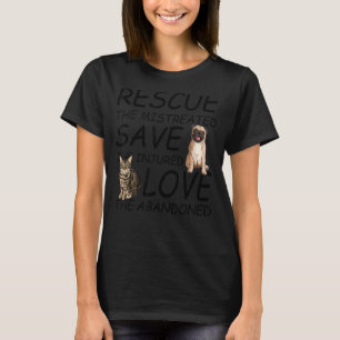 Camiseta Rescate salve amor lindo animal rescate perro gato