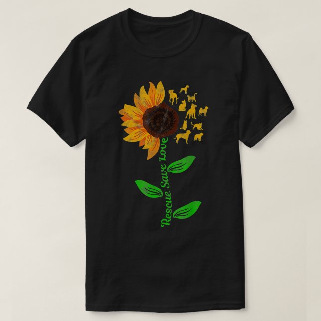 Camiseta Rescate Salve Amor Mascota Perro Cachorros Eslogan (Diseño del anverso)