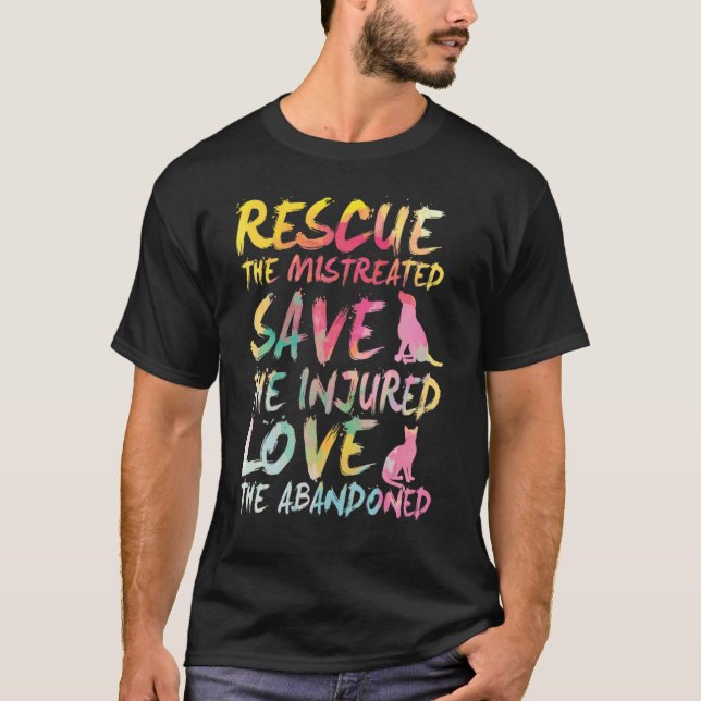 Camiseta Rescate salve amor, salvamento animal.Gato de perr (Anverso)