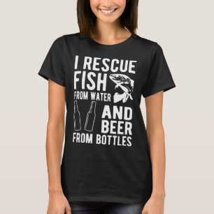 Camiseta Rescato El Pescado Del Agua Y La Cerveza De Botell