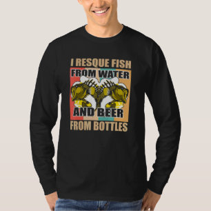 Camiseta Rescato El Pescado Del Agua Y La Cerveza De Botell