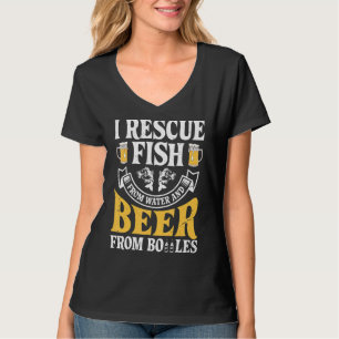 Camiseta Rescato El Pescado Del Agua Y La Cerveza De Botell