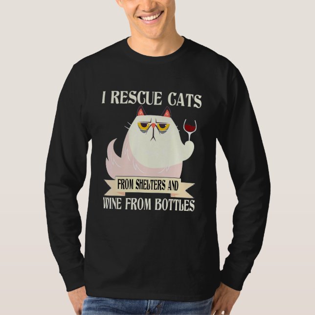 Camiseta Rescato Gatos De Refugios Y Vino De Botellas K (Anverso)