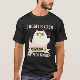 Camiseta Rescato Gatos De Refugios Y Vino De Botellas K