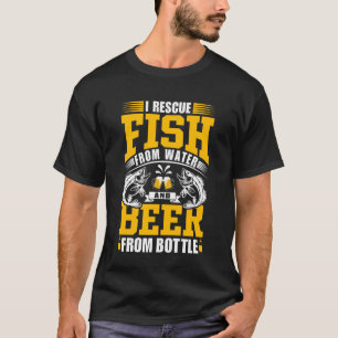 Camiseta Rescato Peces Del Agua Y Cerveza De Botella De Pes