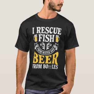 Camiseta Rescato Peces Del Agua Y Cerveza De Botellas