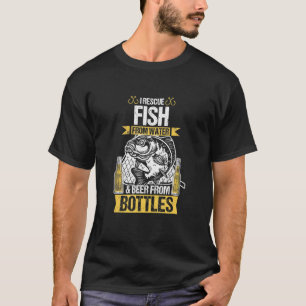 Camiseta Rescato Peces Del Agua Y Cerveza De Botellas