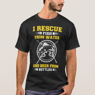 Camiseta Rescato Peces Del Agua Y Cerveza De Botellas