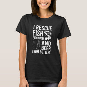 Camiseta Rescato Peces Del Agua Y Cerveza De Botellas