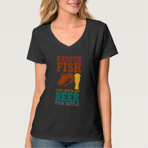 Camiseta Rescato peces del agua y cerveza de botellas Fis