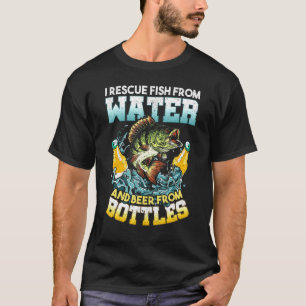 Camiseta Rescato Peces Del Agua Y Cerveza De Botellas Fis