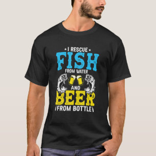 Camiseta Rescato peces del agua y cerveza de la botella P