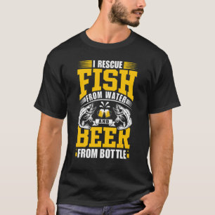Camiseta Rescato peces del agua y cerveza de la botella u20