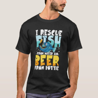 Camiseta Rescato Peces Del Agua y Cerveza Frases Divertidas