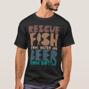 Camiseta Rescato peces del agua y la cerveza de botellas Fi