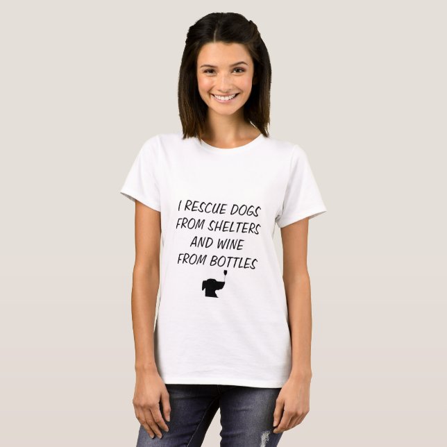 Camiseta Rescato perros de refugios y el vino de las (Anverso completo)