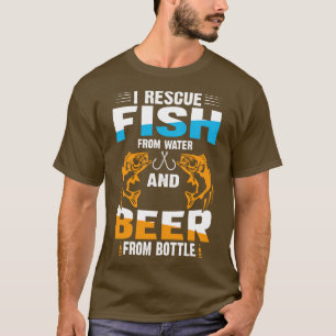 Camiseta Rescato Pescado Del Agua Y Cerveza De La Botella