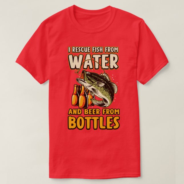 Camiseta Rescato Pescado Del Agua Y Cerveza De La Diversión (Diseño del anverso)