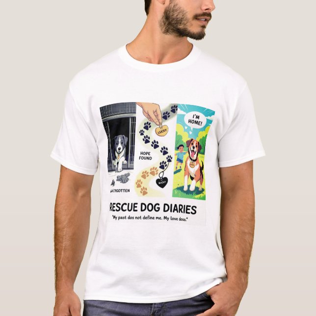 Camiseta Rescue Dog Diaries Adopción Stee (Anverso)